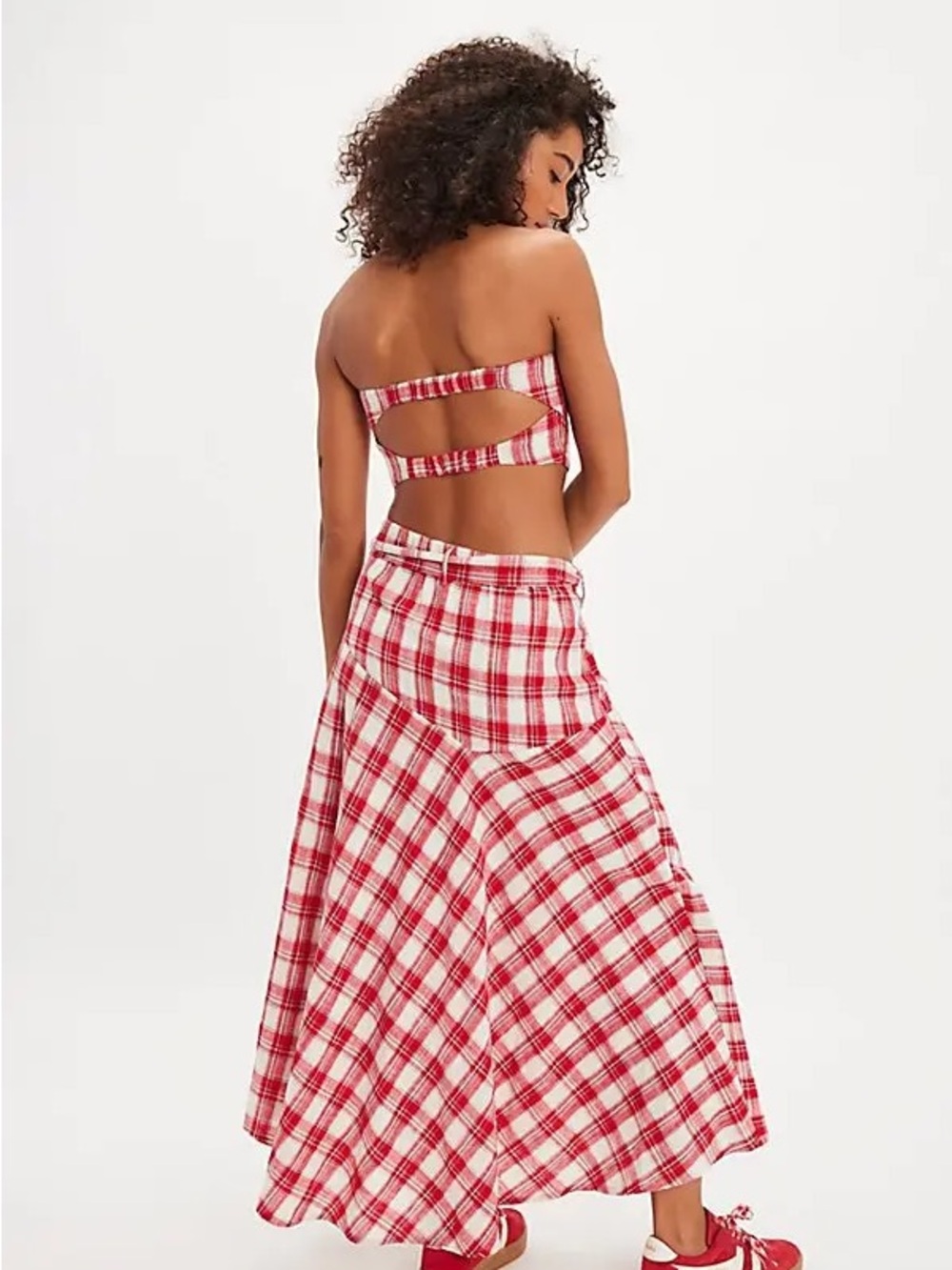 FREE PEOPLE ENSEMBLE AFTER YOU PLAID CROP TOP, XL